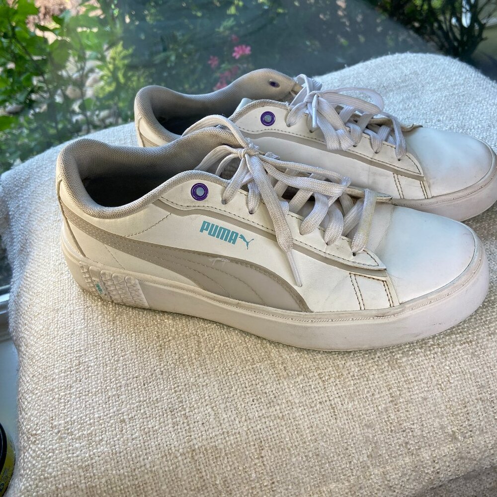 Puma Smash Platform v2 'Candy - White leather Arctic Ice lace-up sneakers Size 7 - Picture 2 of 7